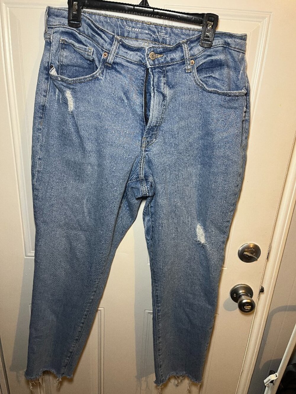 Old Navy Size 16 Curvy Straight Jeans Distressed Raw Hem